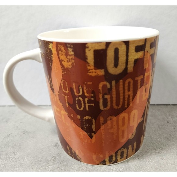 2006 Starbucks Ceramic Coffee Tea Mug Product of Guatemala Brown Rustic Orange - Picture 2 of 7